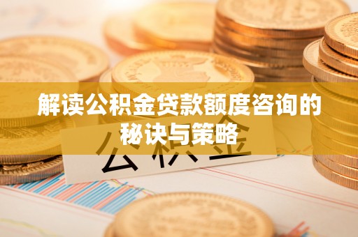 神湾解读公积金贷款额度咨询的秘诀与策略