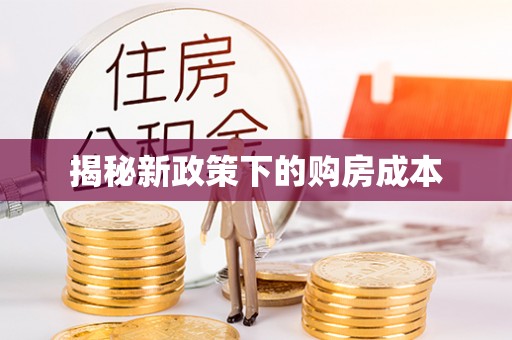 神湾揭秘新政策下的购房成本