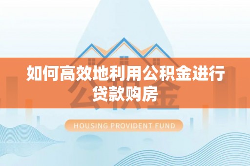 神湾如何高效地利用公积金进行贷款购房